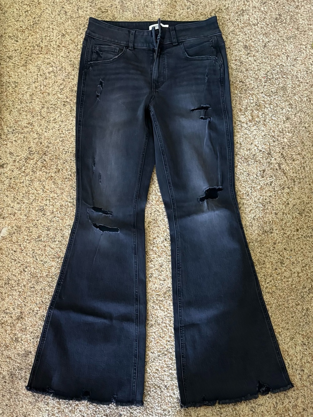 Maurices Black Distressed Flare Jeans